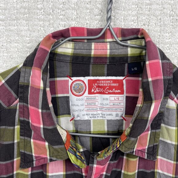 Robert Graham Men's Size L Pink / Green The Freshly Laundered Button Up Shirt - Picture 5 of 13